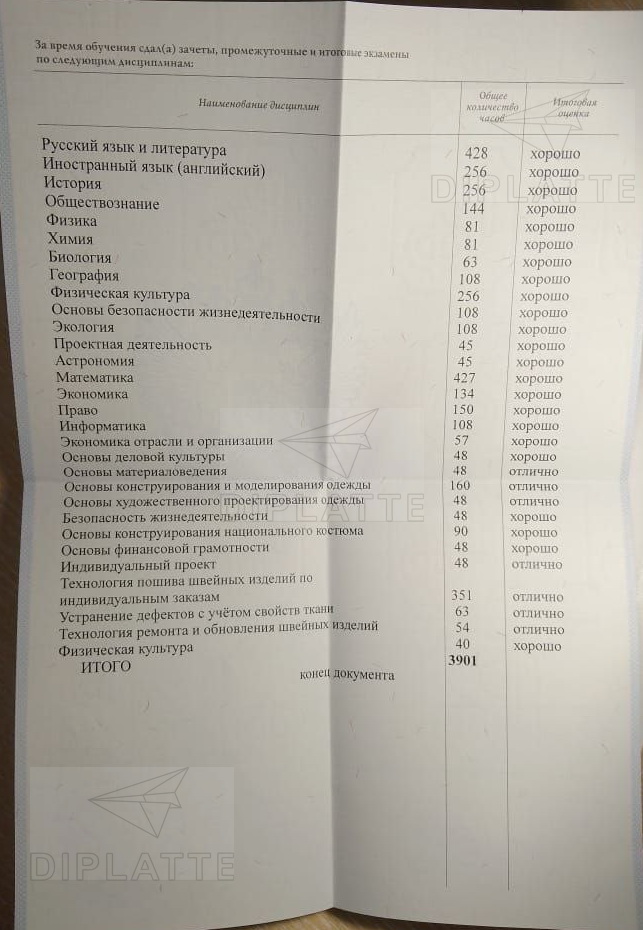 Предметы к диплому Профессионального лицея Петербургской моды Портной-закройщик 2007 года выдачи